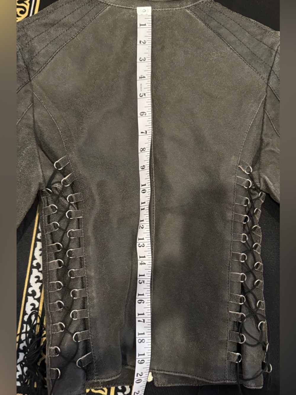 NEW LAMBSKIN Leather Oscar Leopold Moto distressed Jacket corseted back street M - Picture 9 of 12
